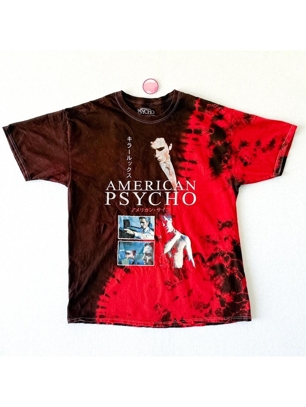American Psycho Tie Dye Graphic Horror Movie T-Shirt Oversized Mens Large